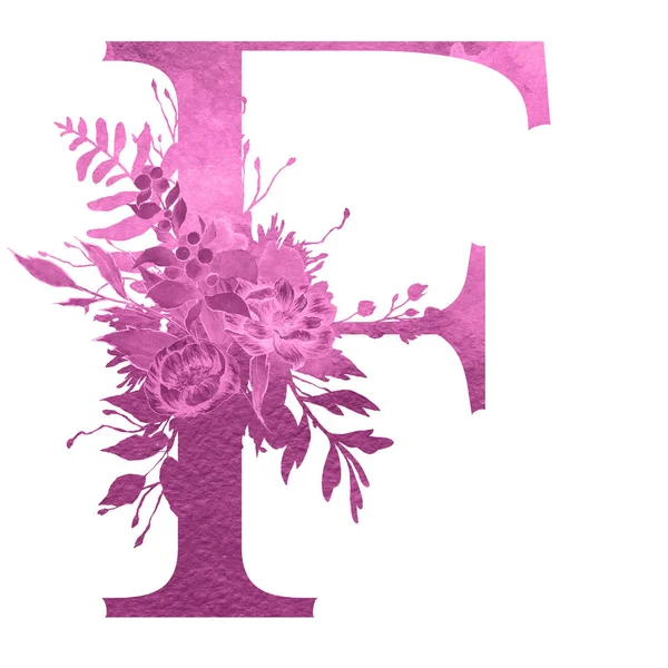 花や葉とアルファベットの文字 花のエレガントなデザイン — ストック写真