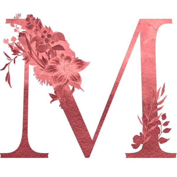 나뭇잎 알파벳의 꽃무늬 우아한 디자인 — 스톡 사진