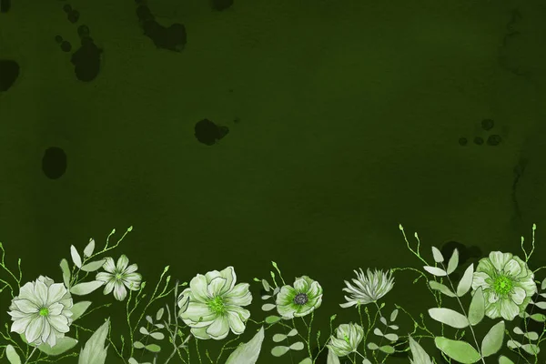 Tavaszi Akvarell Háttér Virágokkal Florisztikai Keret Dekoráció — Stock Fotó