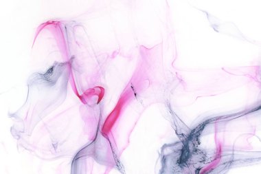 Beyaz kağıt arka planda renkli mürekkep ve suluboya doku. 