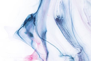 Beyaz kağıt arka planda renkli mürekkep. Doku