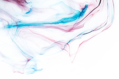 Beyaz kağıt arka planda renkli mürekkep. Doku