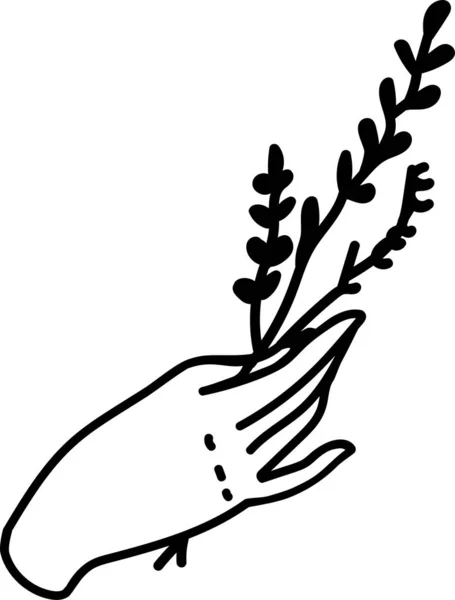 Handritad Hand Med Växter Den Vita Isolerade Bakgrunden — Stockfoto