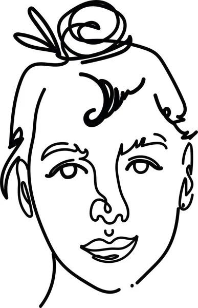 Retrato Mujer Dibujado Mano Sobre Fondo Blanco Aislado — Foto de Stock