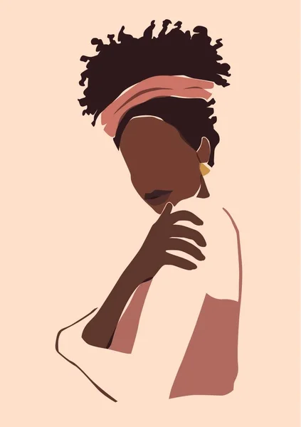 Ілюстрація Чорної Шкіри Жінки Зачіскою Стилем Модою — стокове фото