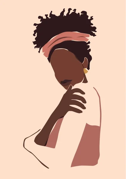 illustration of black skin woman with hairstyle, style and fashion