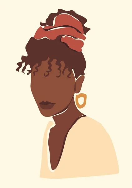 Ilustración Hermosa Mujer Piel Negra Con Pendientes Oro Estilo Moda — Foto de Stock