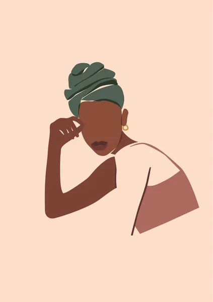 Illustration Femme Peau Noire Avec Coiffure Style Mode — Photo