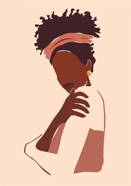 Ilustración Vectorial Hermosa Mujer Piel Negra Estilo Moda — Archivo Imágenes Vectoriales