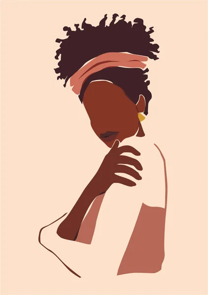 Vector Illustratie Van Mooie Zwarte Huid Vrouw Stijl Mode — Stockvector