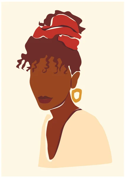 Ilustración Vectorial Hermosa Mujer Piel Negra Estilo Moda — Vector de stock