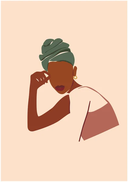 Ilustración Vectorial Mujer Piel Negra Con Peinado Estilo Moda — Archivo Imágenes Vectoriales