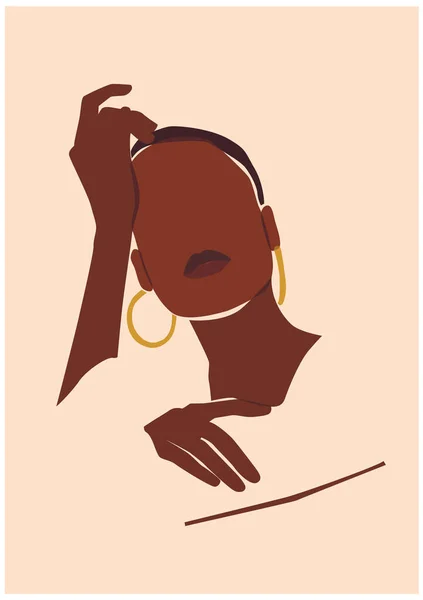 Διανυσματική Απεικόνιση Της Όμορφης Γυναίκας Μαύρο Δέρμα Στυλ Και Μόδα — Διανυσματικό Αρχείο