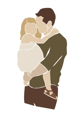 Kızını elinde tutan bir babanın resmi. 