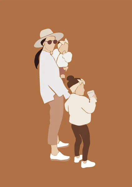 Illustration Mère Avec Enfants — Photo