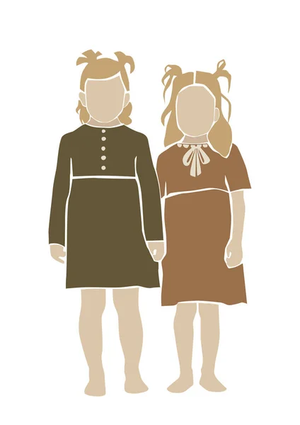 fashion illustration of two cute girls