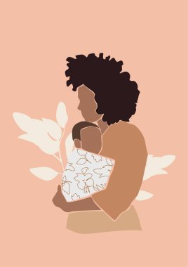 Annenin kucağında bebeğin resmi. 