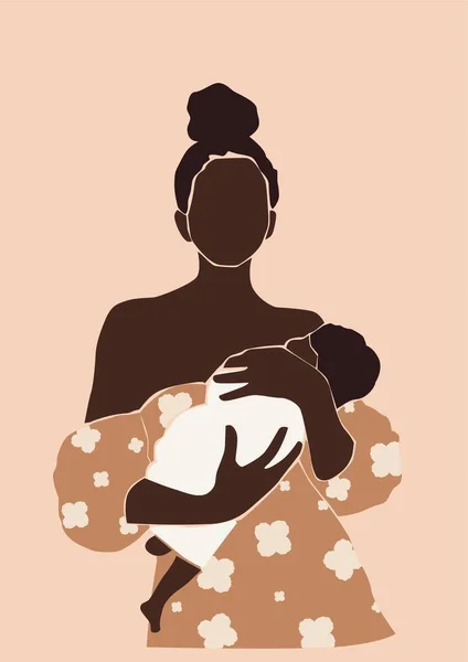 Illustration Mamma Som Håller Barnet Händerna — Stock vektor