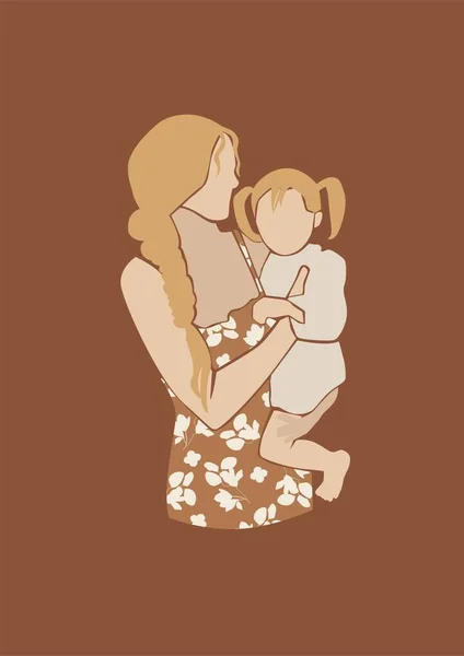 Illustration Mère Tenant Bébé Sur Les Mains — Image vectorielle