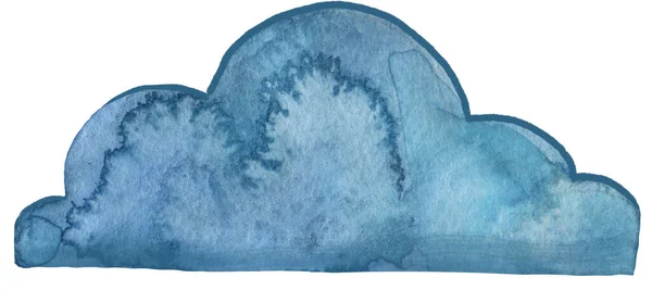 Carino Nuvola Acquerello Blu Isolato Bianco — Foto Stock