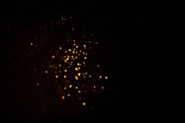 Altın soyut bokeh. Siyah arka plan