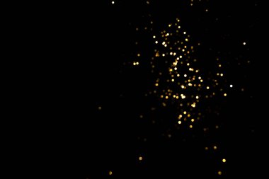 Altın soyut bokeh. Siyah arka plan