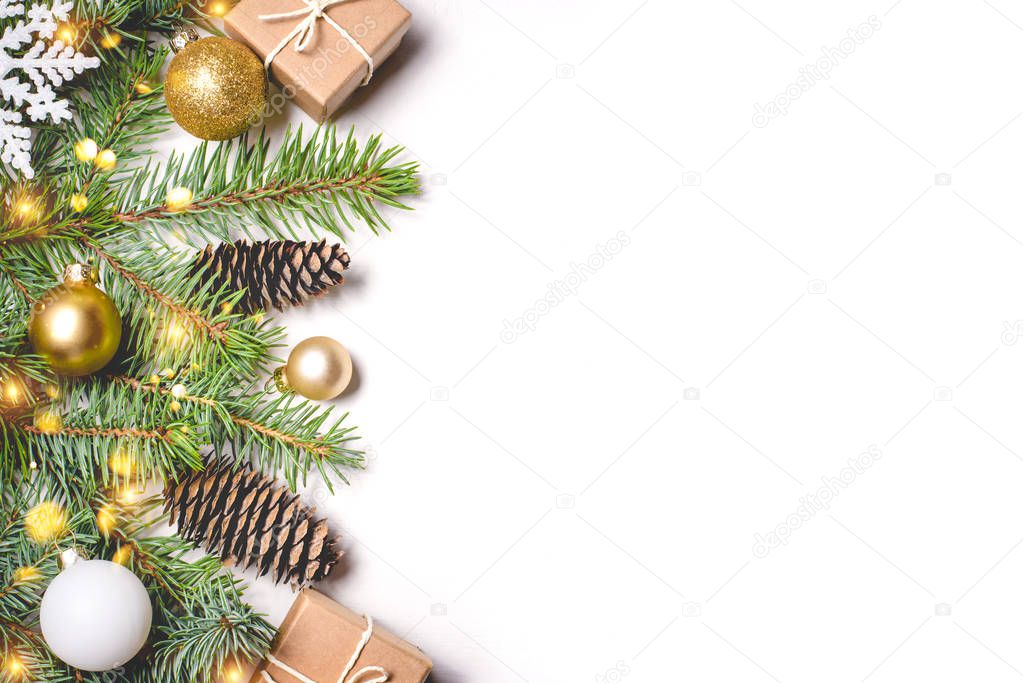 Christmas composition on white background.