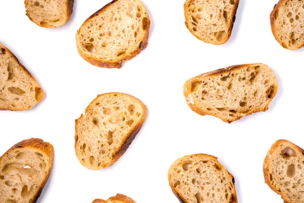 Modello con pezzi di pane bianco isolati su sfondo bianco . — Foto Stock