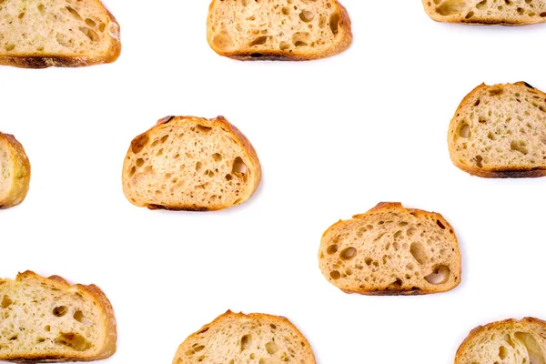 Modello con pezzi di pane bianco isolati su sfondo bianco . — Foto Stock