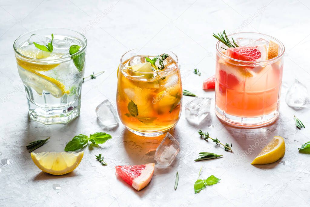 Summer refreshing drinks with ice.