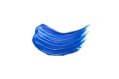 Beyaz arkaplanda mavi akrilik fırça darbesi.