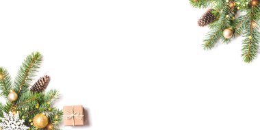 Beyaz arkaplanda Noel kompozisyonu.