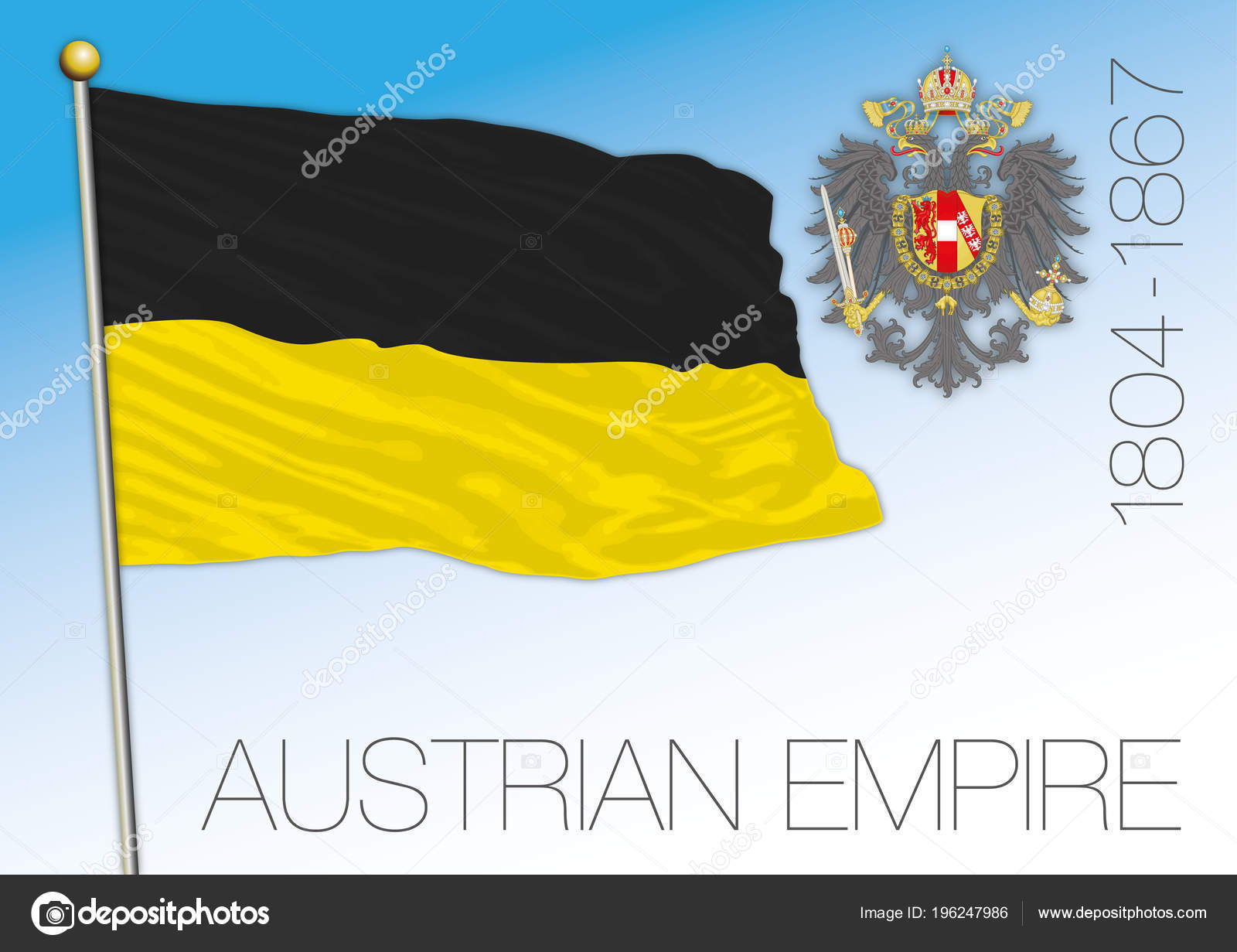 奥地利帝国历史旗子和Coatof 图库矢量图©frizio 196247986
