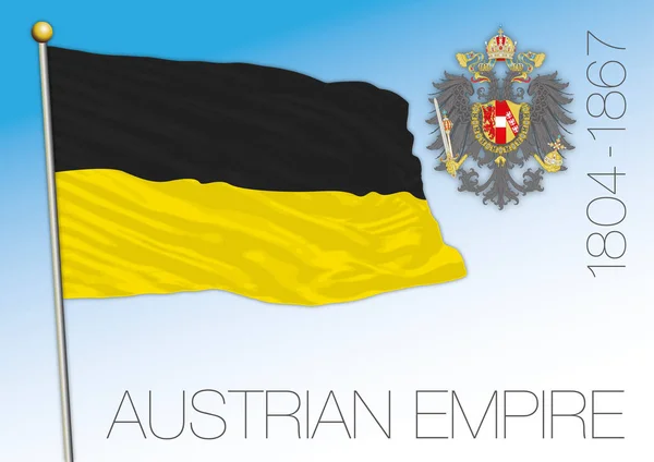 Imperio Austríaco Bandera Histórica Escudo Armas Austria — Vector de stock