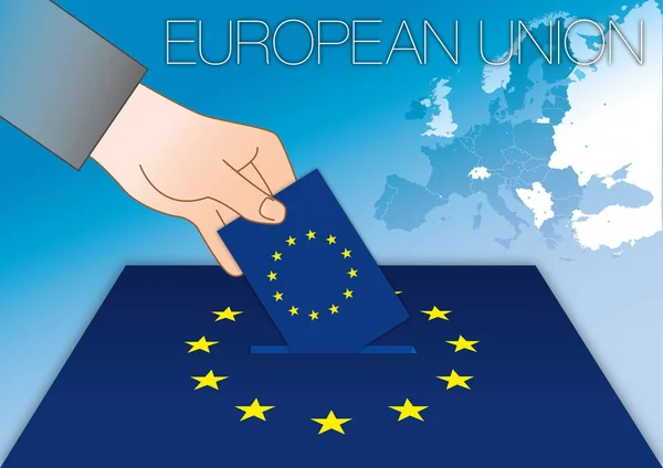 European Union Elections Ballot Box Flag Map Illustration — Stock Vector