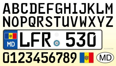 Moldova araba plaka, harfler, sayılar ve simgeler