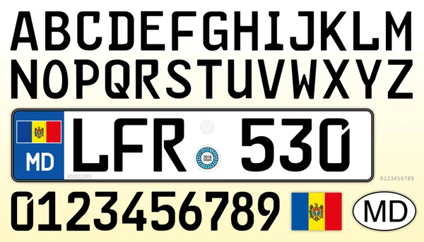 モルドバ車板 数字および記号 — ストックベクタ