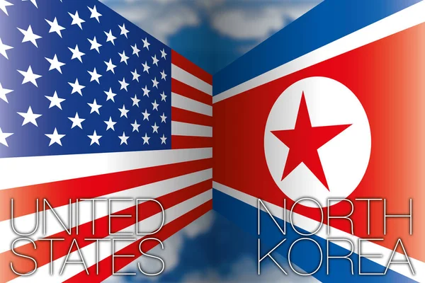 Eua Bandeiras Coreia Norte Ilustração Vetorial —  Vetores de Stock