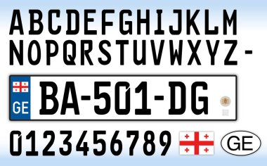 Georgia car plate, letters, numbers and symbols clipart