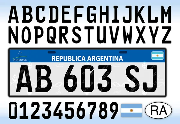 アルゼンチン車ナンバー プレート メルコスール スタイル — ストックベクタ