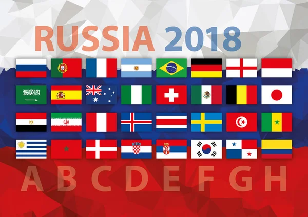 Ryssland 2018 Kvalificeringsomgång Alla Flaggan Fotbollslagen — Stock vektor