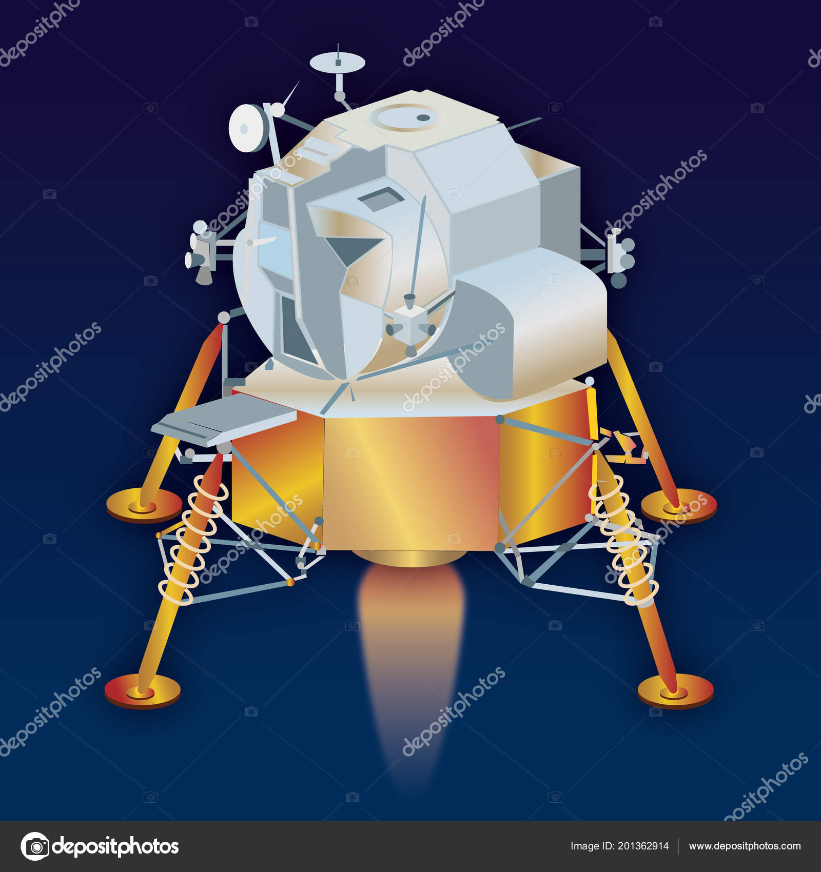 Lem　年月衛星の着陸　月面着陸したアポロ　—　1969　ストックベクター　©frizio　201362914