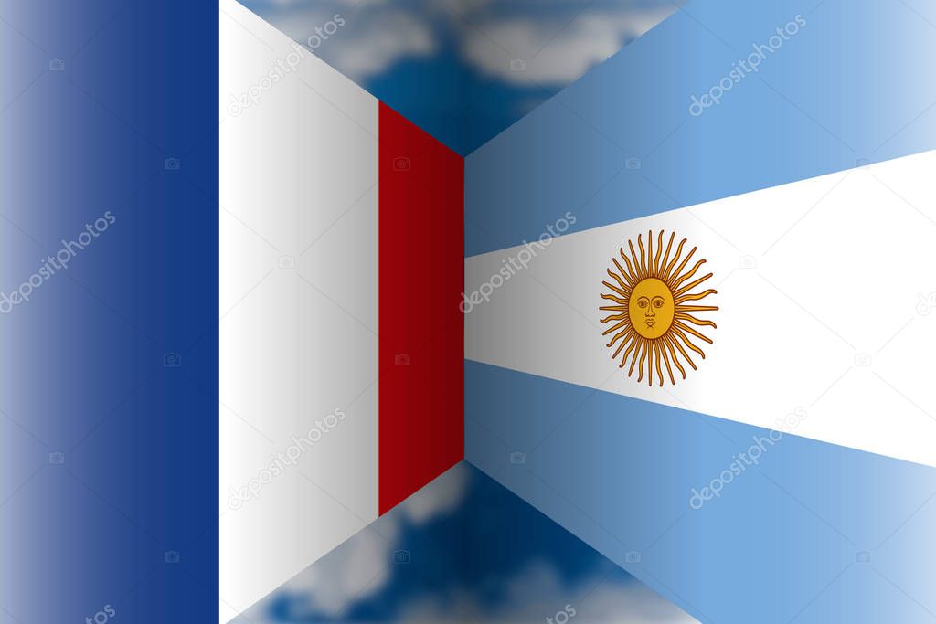 France VS Argentina flags, vector illustration with world football cup