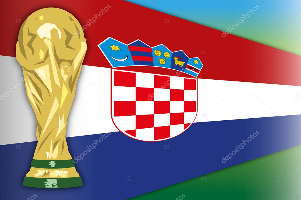 Croatia flag and world cup, Russia 2018, final phase