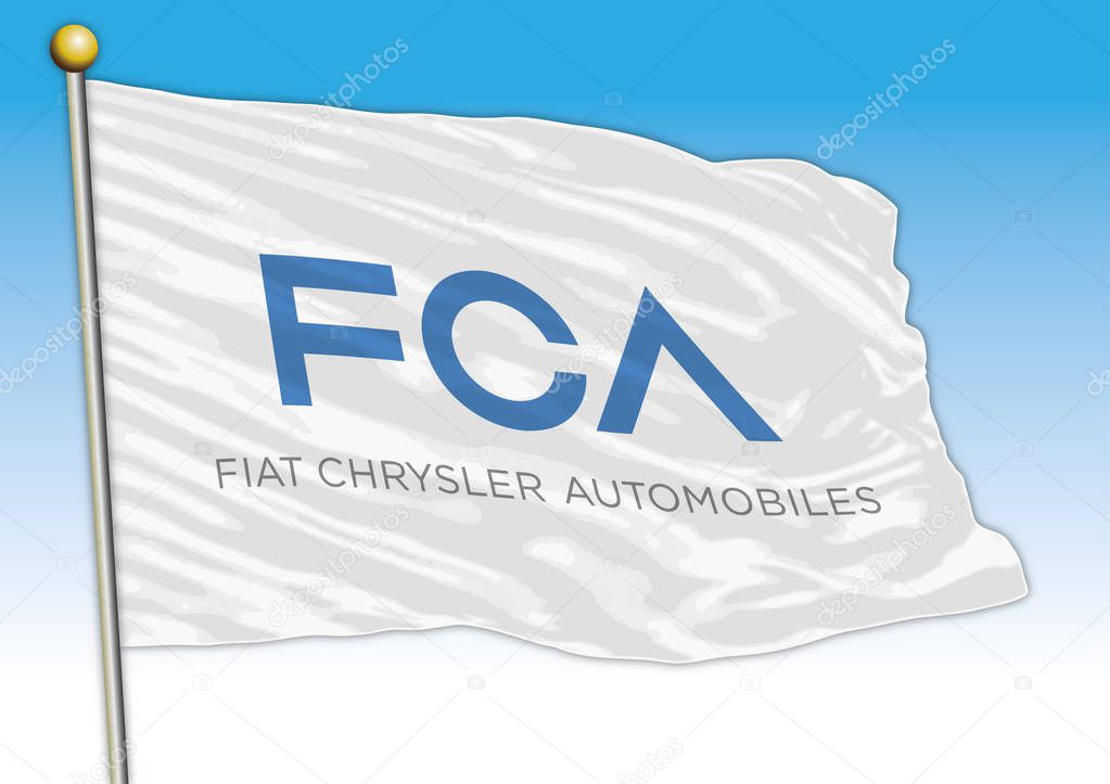 Flag symbol FCA industries, editorial