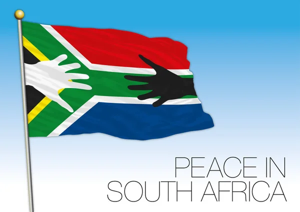 South Africa Peace Symbolic Flag Hands — Stock Vector