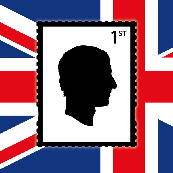 Retrato Carlos Inglaterra Com Bandeira Britânica Selo Ilustração Vetorial — Vetor de Stock