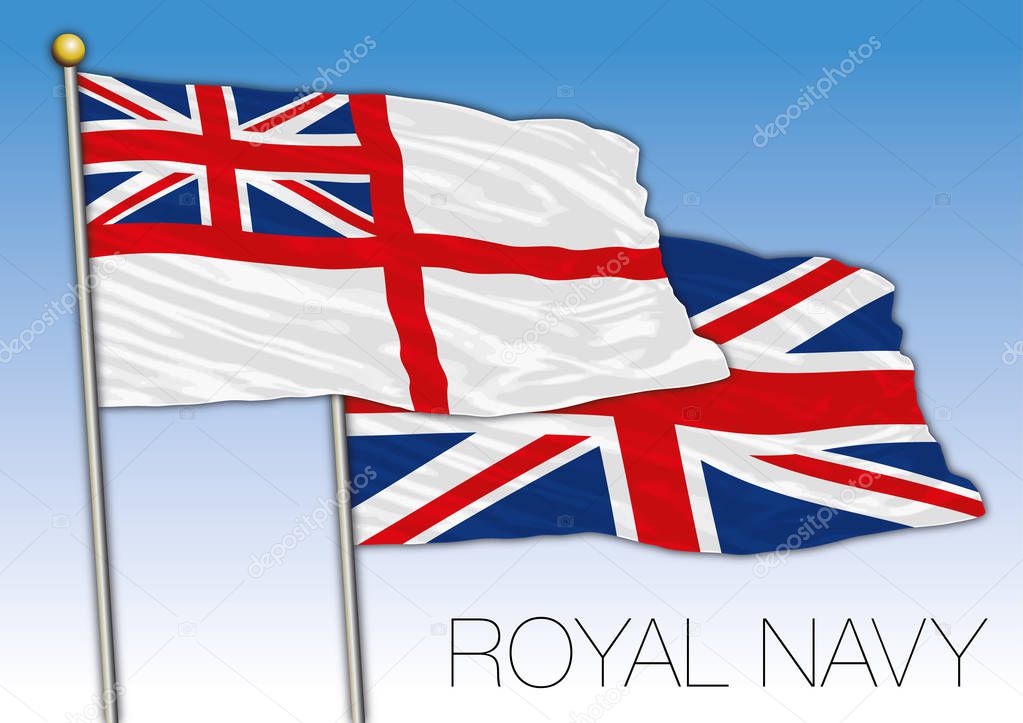 Royal Navy ensign flag, United Kingdom, vector illustration