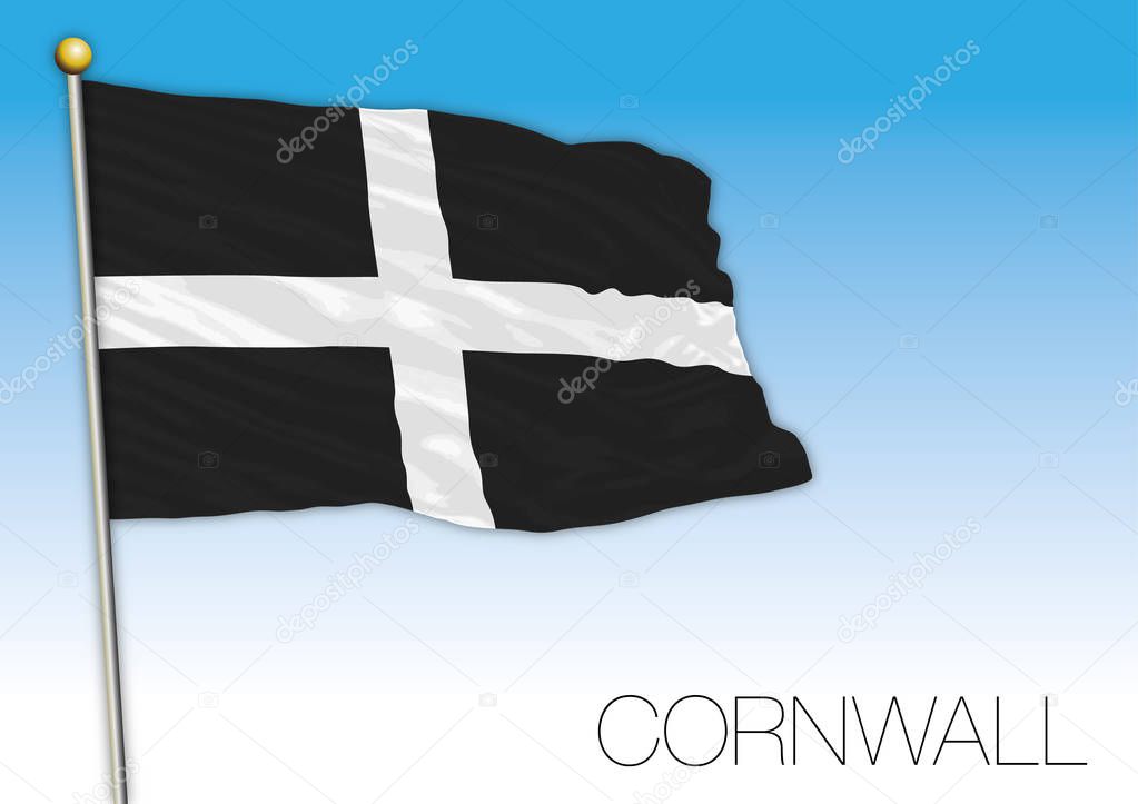 Cornwall flag, United Kingdom, vector illustration