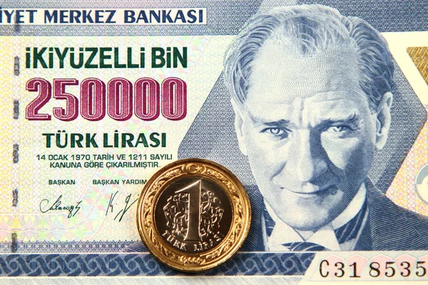 Monedas Billetes Lira Turca Moneda Turquía — Foto de Stock